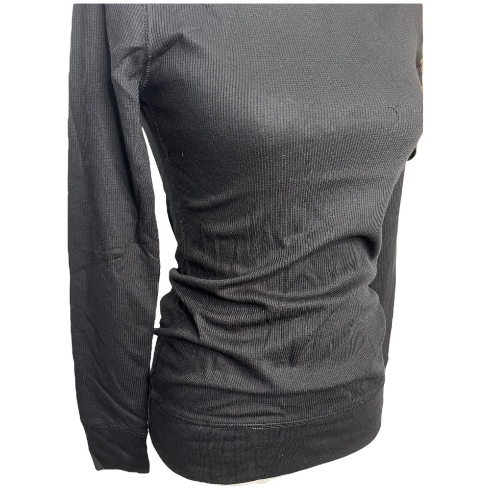 Tresics Top Waffle Thermal Long Sleeve Round Neck Fitted Basic Black Small - Picture 2 of 10